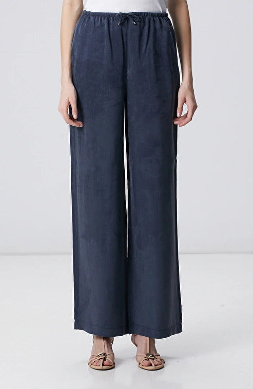 WOMEN'S Navy Cupro Trousers