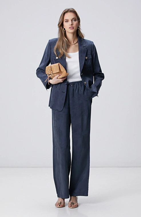 WOMEN'S Navy Cupro Trousers