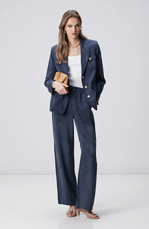 WOMEN'S Navy Cupro Trousers