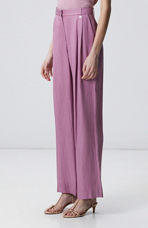 WOMEN'S Limited Violet Linen Blend Flap Pocket Trousers