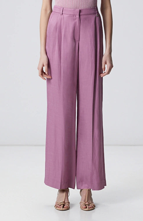 WOMEN'S Limited Violet Linen Blend Flap Pocket Trousers