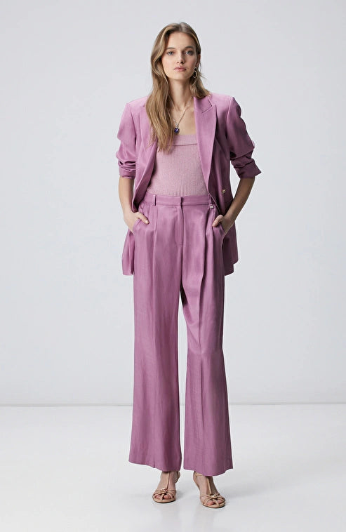 WOMEN'S Limited Violet Linen Blend Flap Pocket Trousers