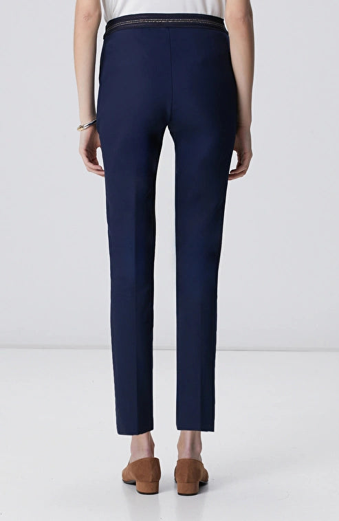 WOMEN'S Navy Blue Trousers with Elastic Waistband