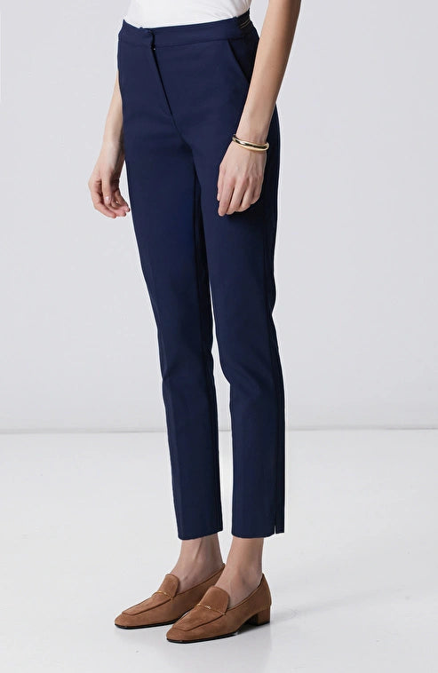 WOMEN'S Navy Blue Trousers with Elastic Waistband