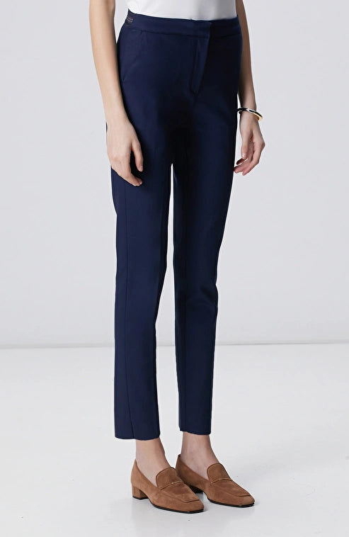 WOMEN'S Navy Blue Trousers with Elastic Waistband