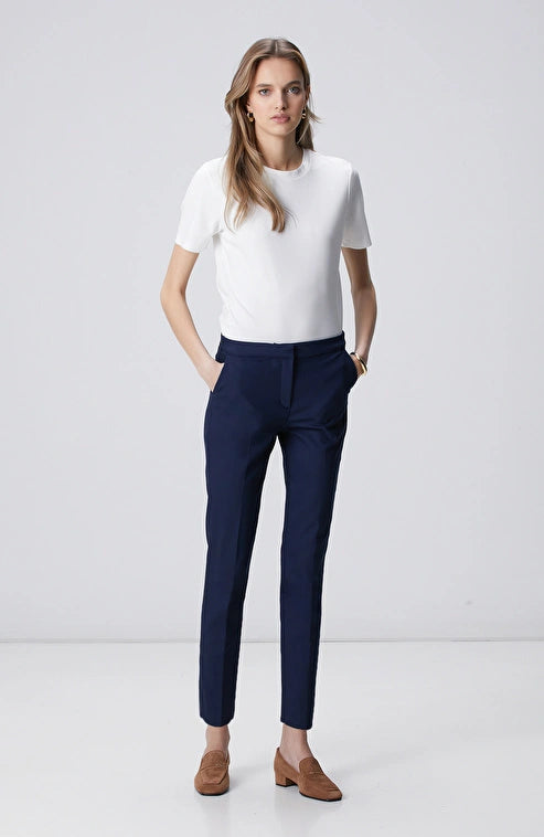 WOMEN'S Navy Blue Trousers with Elastic Waistband