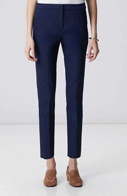 WOMEN'S Navy Blue Trousers with Elastic Waistband