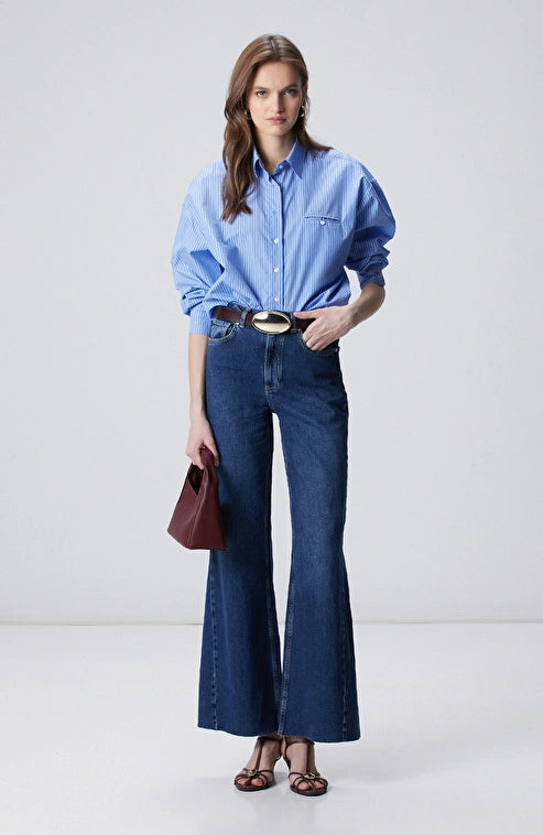 WOMEN'S Blue Striped Cotton Shirt