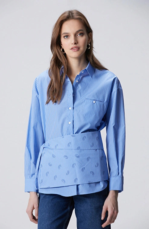 WOMEN'S Blue Striped Cotton Shirt