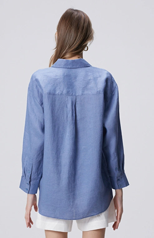 WOMEN'S Blue Linen Shirt
