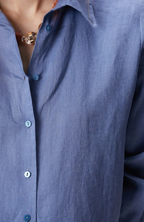 WOMEN'S Blue Linen Shirt