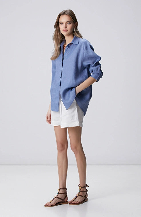 WOMEN'S Blue Linen Shirt