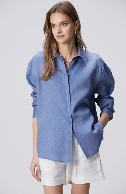 WOMEN'S Blue Linen Shirt