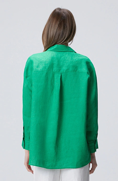 WOMEN'S Green Linen Shirt