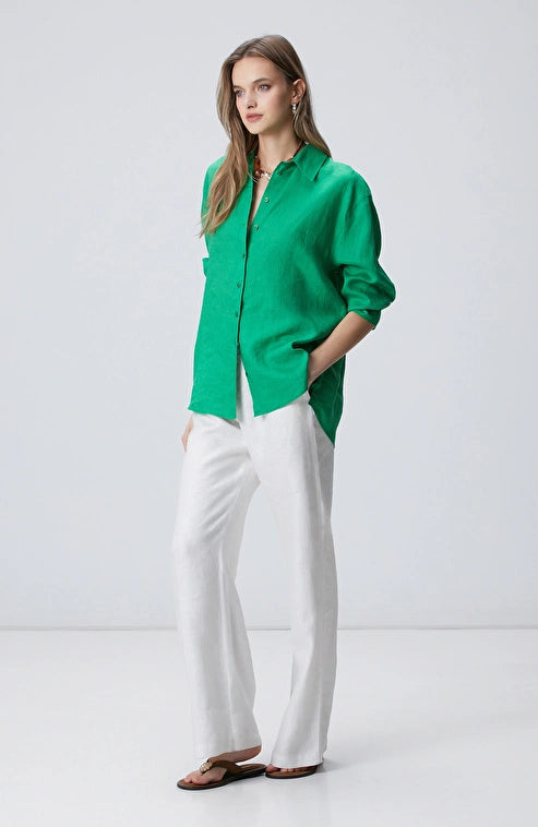 WOMEN'S Green Linen Shirt