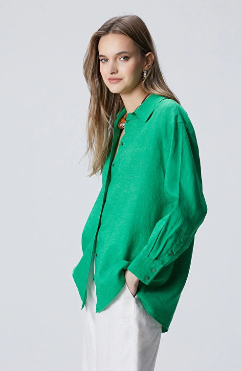 WOMEN'S Green Linen Shirt