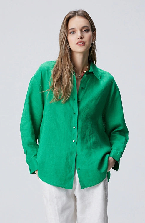 WOMEN'S Green Linen Shirt