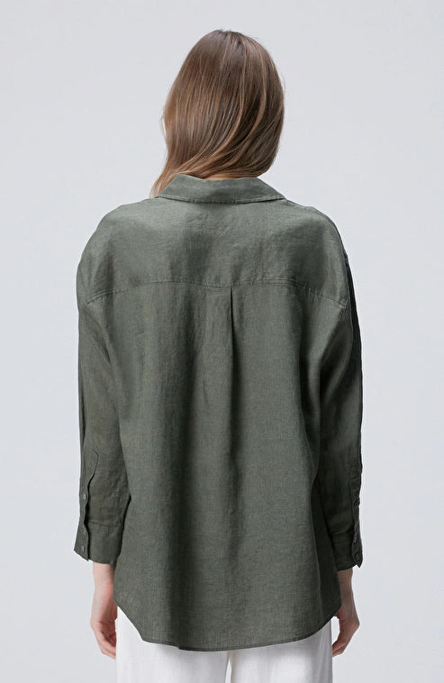 WOMEN'S Khaki Linen Shirt