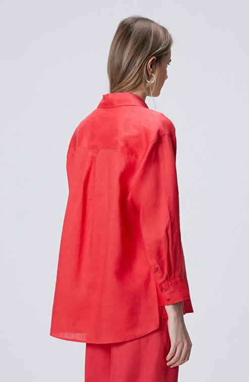 WOMEN'S Pomegranate Blossom Linen Shirt