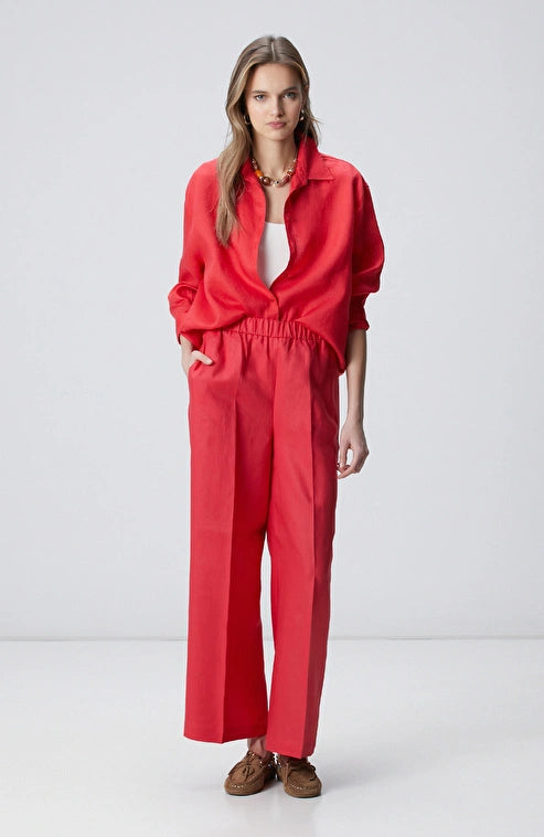 WOMEN'S Pomegranate Blossom Linen Shirt