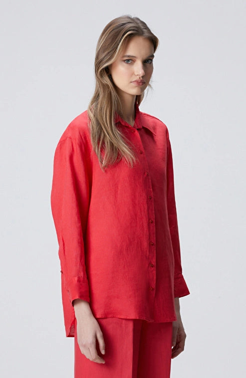 WOMEN'S Pomegranate Blossom Linen Shirt