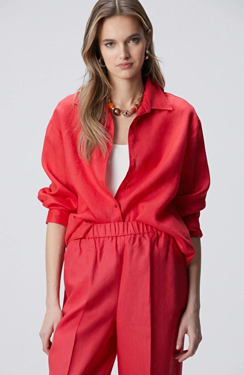 WOMEN'S Pomegranate Blossom Linen Shirt