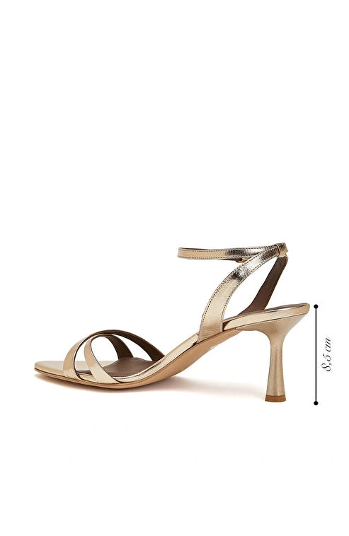WOMEN'S Gold Leather Shiny Sandals