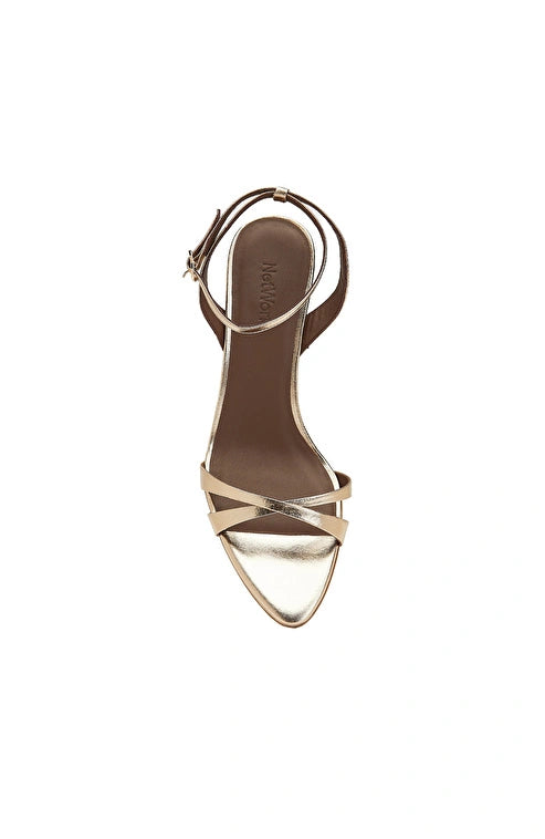 WOMEN'S Gold Leather Shiny Sandals