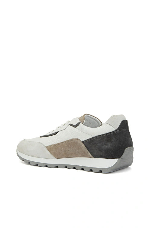 MEN'S White Grey Suede Trim Sneaker