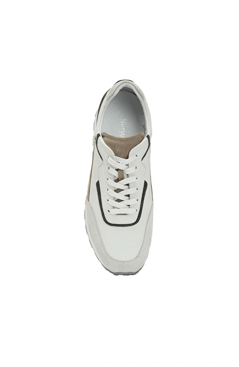 MEN'S White Grey Suede Trim Sneaker