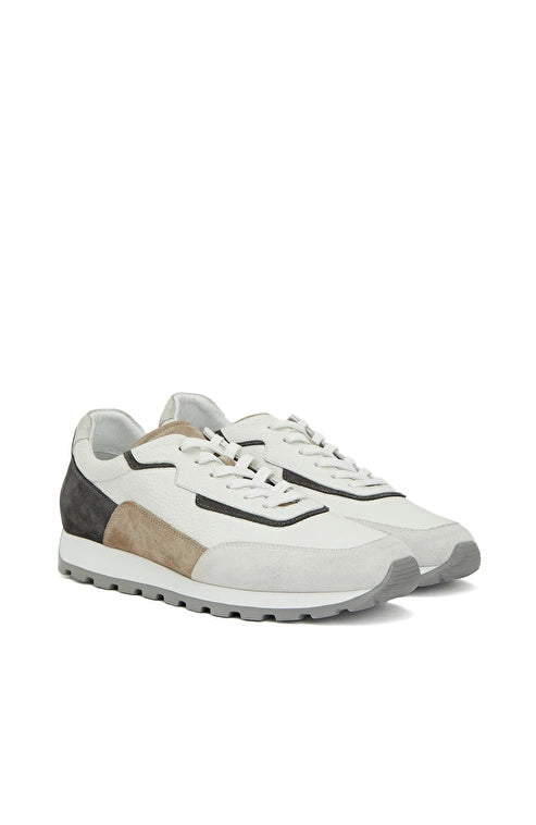 MEN'S White Grey Suede Trim Sneaker