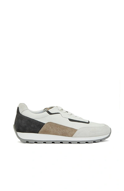 MEN'S White Grey Suede Trim Sneaker