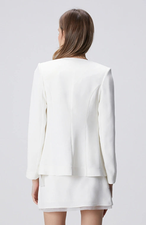 WOMEN'S Off-White Chiffon Detail Evening Jacket