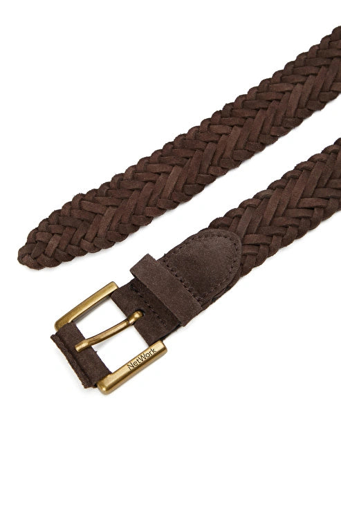 MEN'S Brown Knit Suede Belt