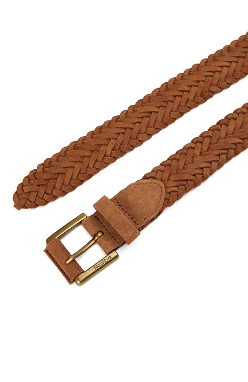 MEN'S Tan Knitted Suede Belt