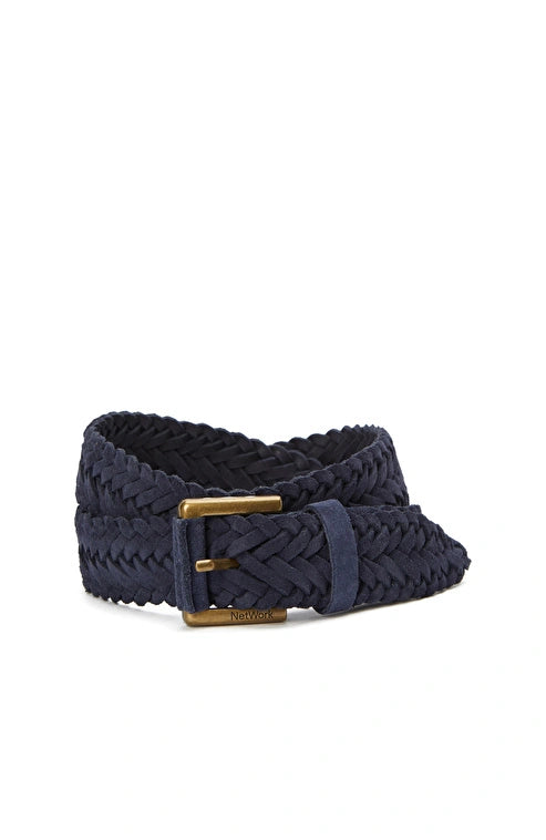 MEN'S Navy Blue Knitted Suede Belt