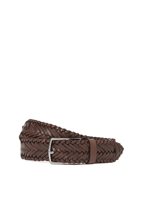 MEN'S Brown Braided Leather Belt