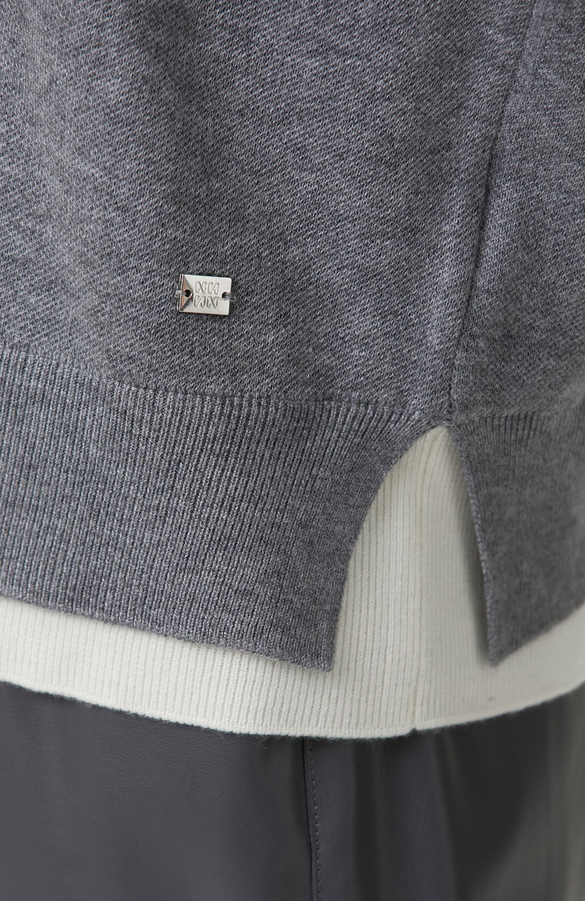WOMEN'SGrey Double Color Oversize Wool Blend Knitwear Sweater