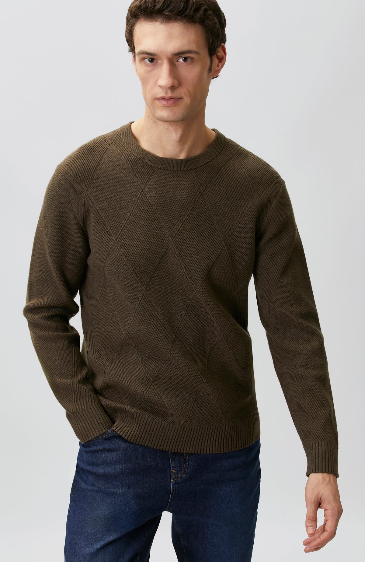 MEN'S Green Baklava Patterned Knitwear Sweater