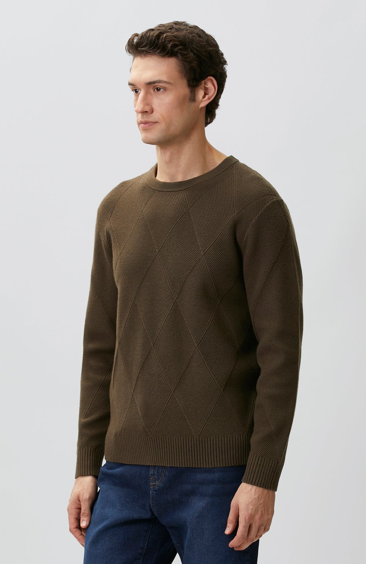 MEN'S Green Baklava Patterned Knitwear Sweater