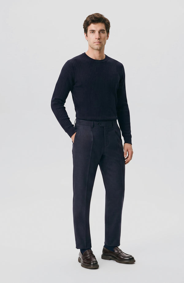MEN'S Navy Blue Patterned Knitwear Sweater