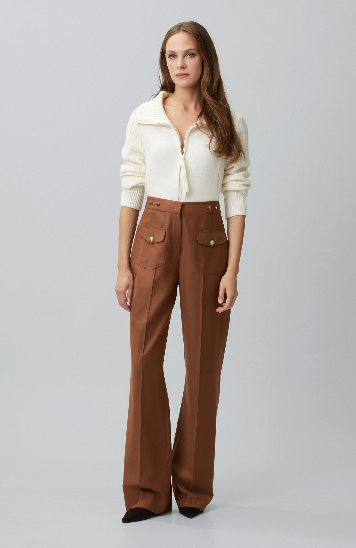 WOMEN'S KNITTED JACKET WITH BRAIDED HAIR DETAIL