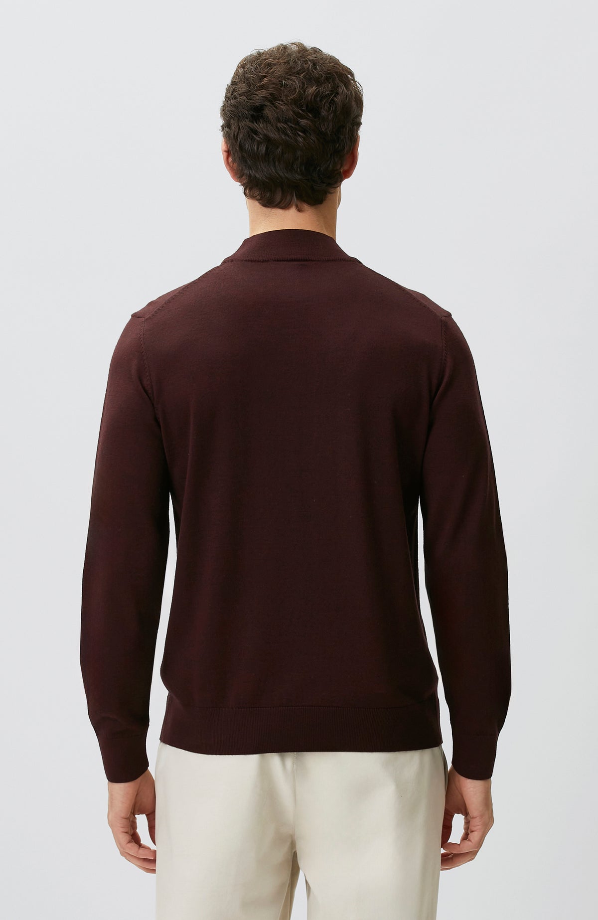 MEN'S Bordo YarÄ±m BalÄ±kÃ§Ä± YÃ¼n KarÄ±ÅŸÄ±mlÄ± Triko Kazak