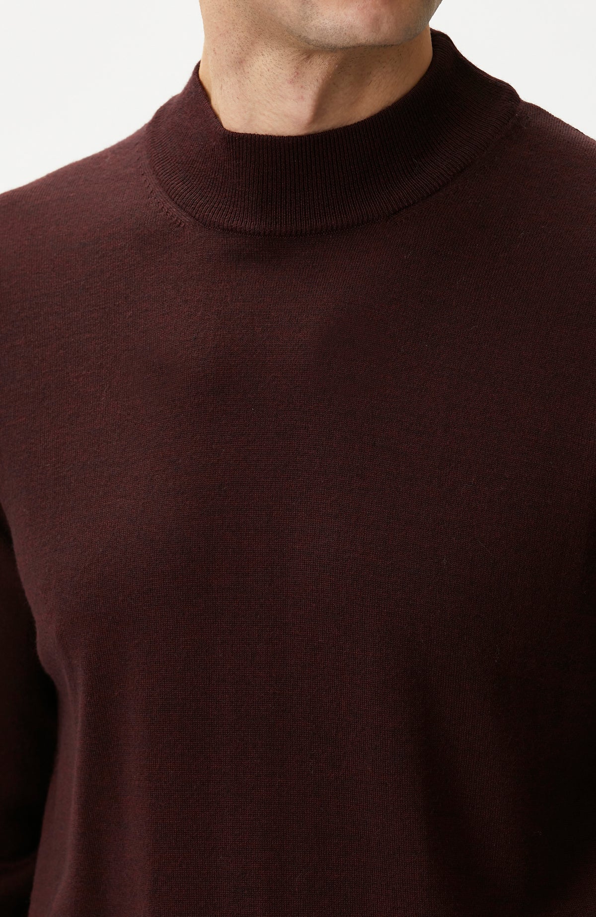 MEN'S Bordo YarÄ±m BalÄ±kÃ§Ä± YÃ¼n KarÄ±ÅŸÄ±mlÄ± Triko Kazak