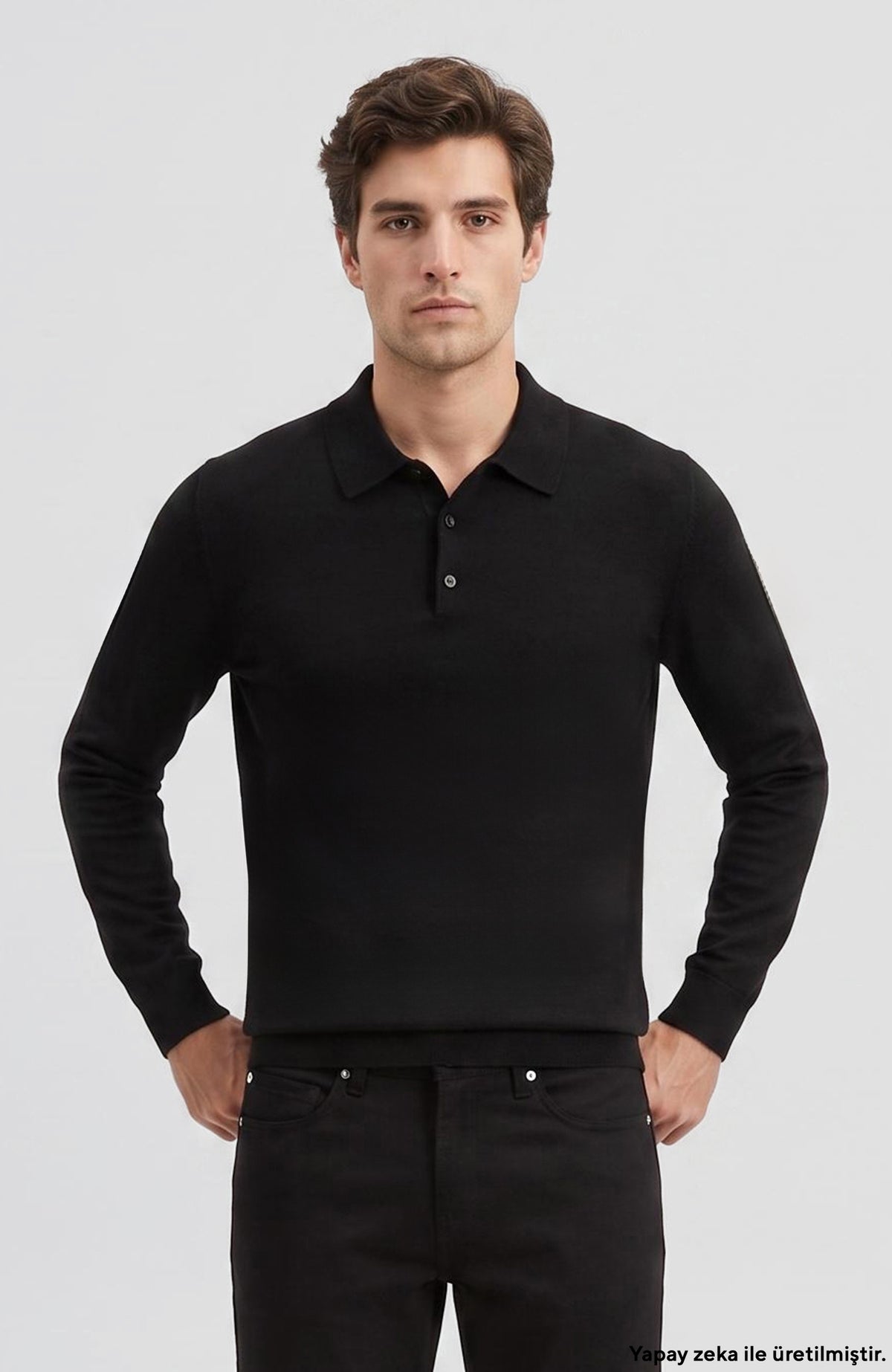 MEN'S Black Wool Blend Knit Sweater