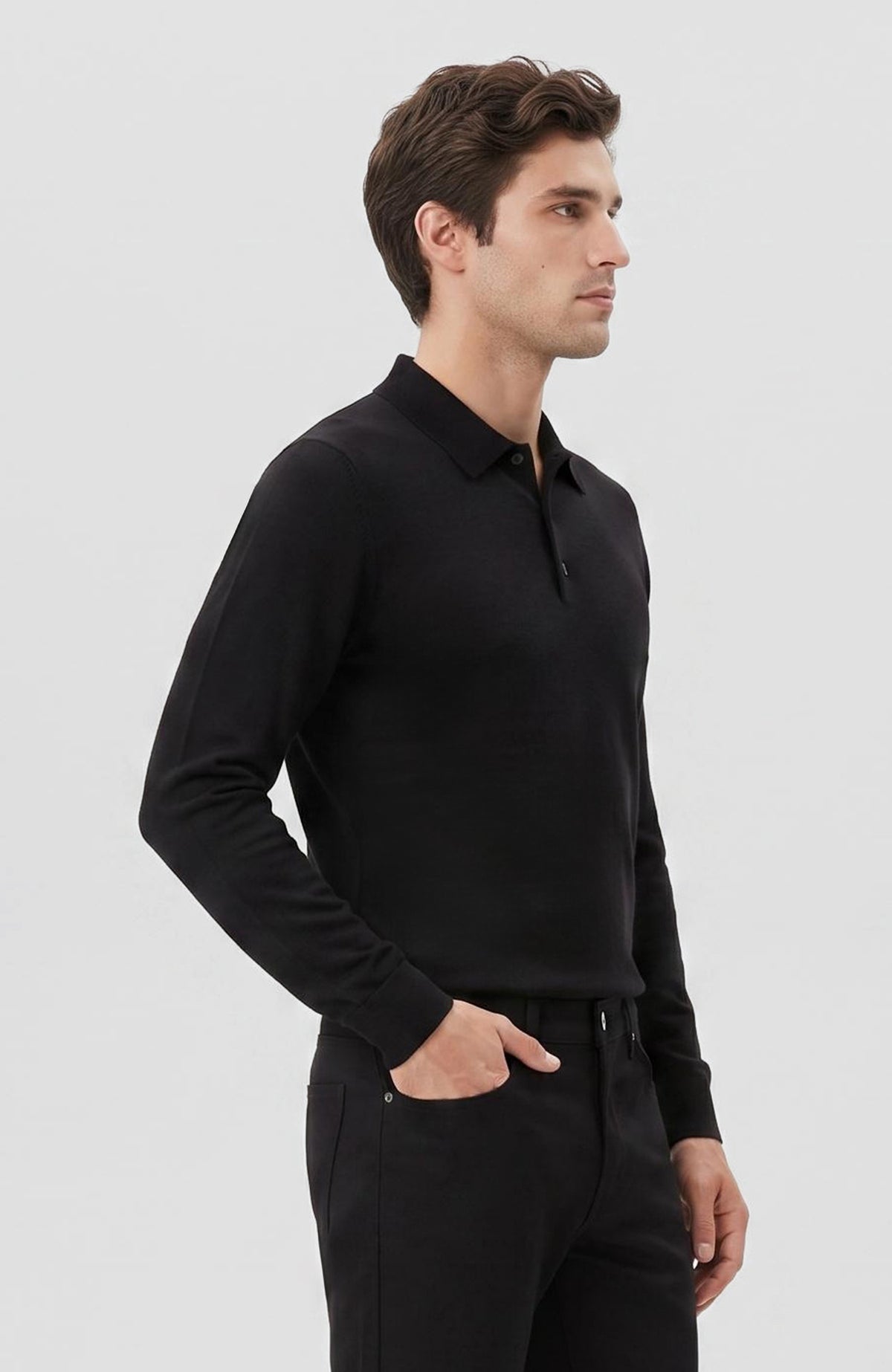 MEN'S Black Wool Blend Knit Sweater