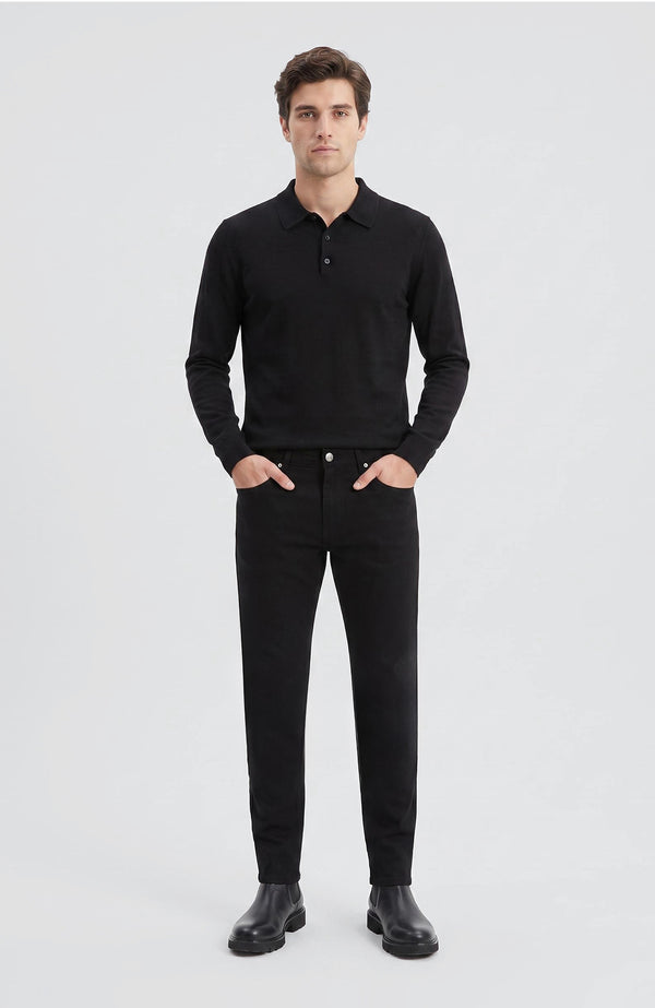 MEN'S Black Wool Blend Knit Sweater