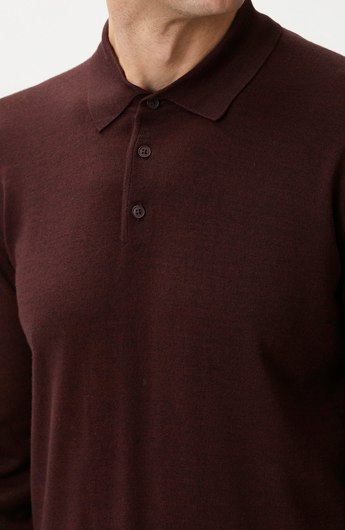 MEN'S Burgundy Polo Collar Wool Blend Knitwear Sweater