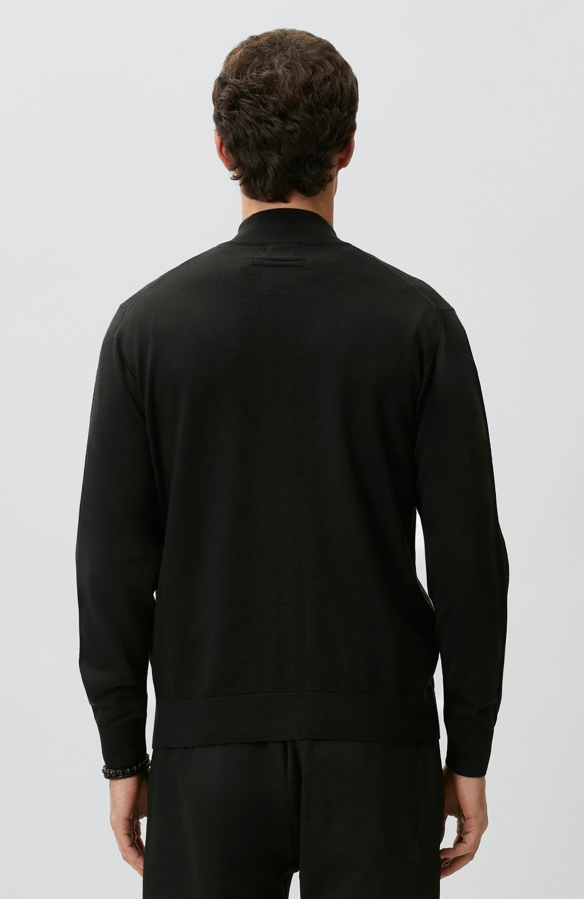 MEN'S Black Wool Blended Knitwear Cardigan