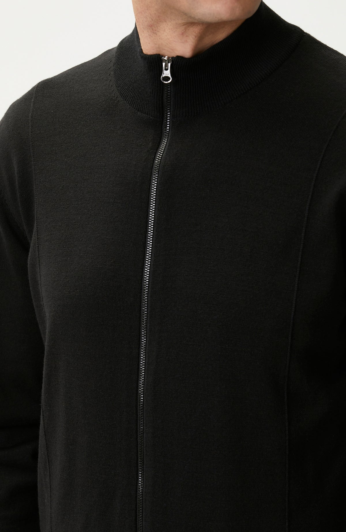 MEN'S Black Wool Blended Knitwear Cardigan